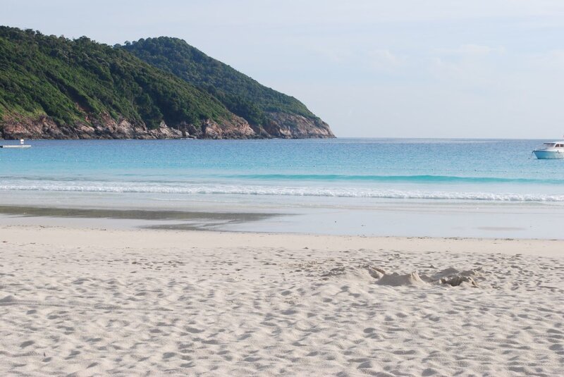 White Sand Beach — Blue, Serene, Afternoon, Photograph, Ocean, Island, Boat