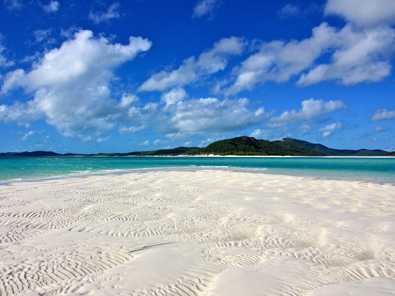 White Sand Beach — Blue, Serene, Afternoon, Photograph, Ocean, Island, Clouds