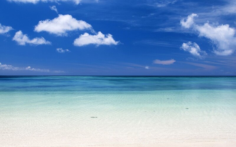 White Sand Beach — Blue, Serene, Afternoon, Photograph, Ocean, Sky, Clouds, Turquoise