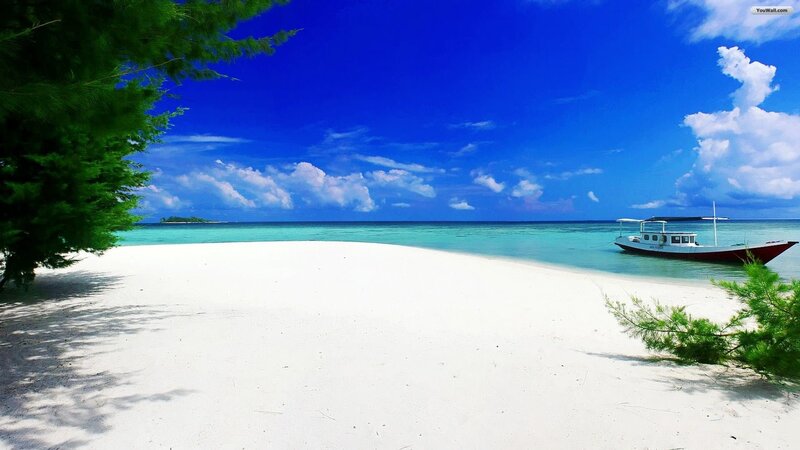 White Sand Beach with Boat