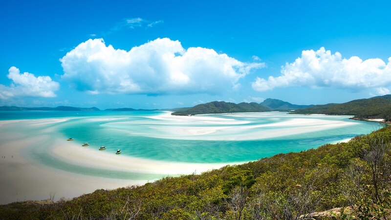 White Sand Beach with Boats