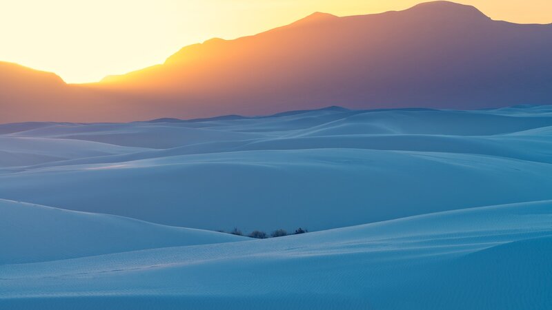 White Sand Dunes — Blue, Serene, Sunset