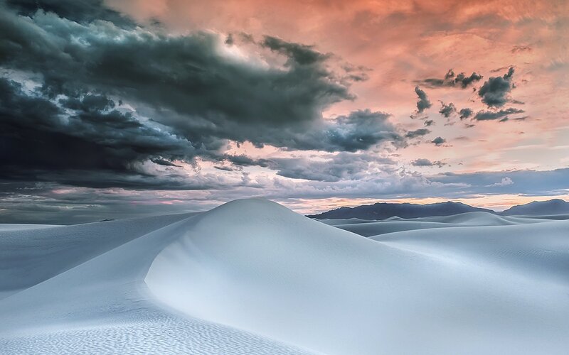 White Sand Dunes — Dramatic, Sunset, Photograph