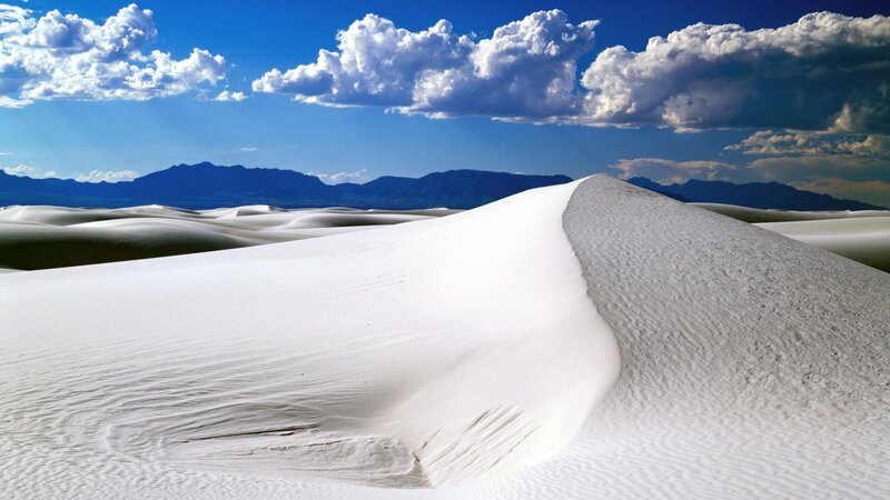 White Sand Dunes — Serene, Afternoon, Photograph, Mountains, Clouds
