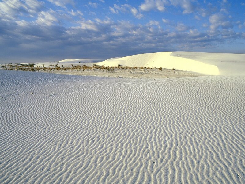 White Sand Dunes — Serene, Afternoon, Photograph, Sky, Clouds, Vegetation