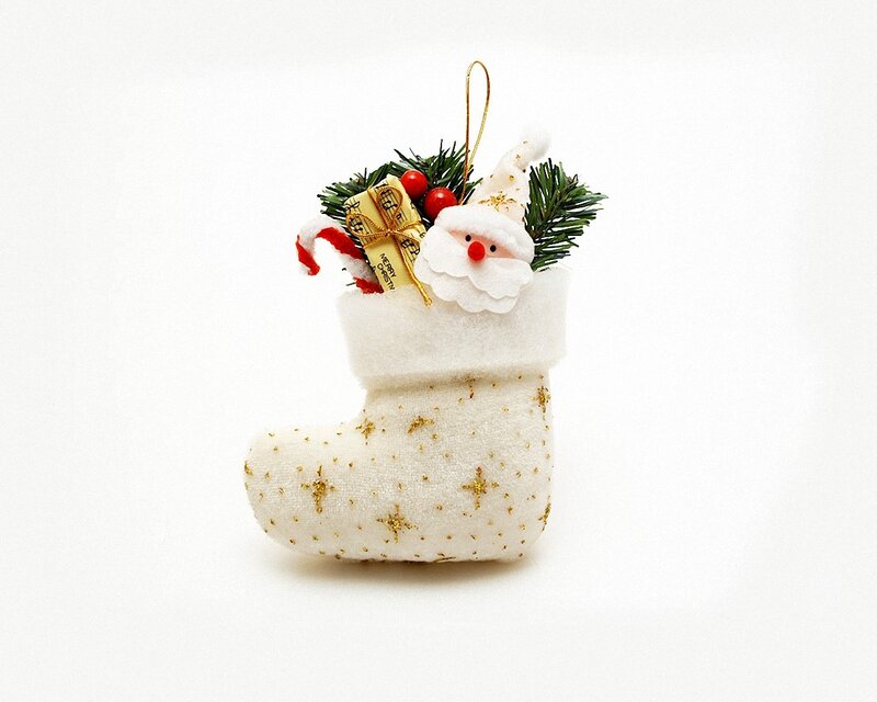 White Santa Stocking Ornament