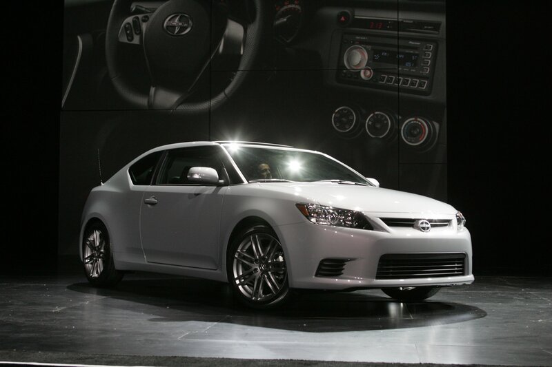 White Scion tC on display