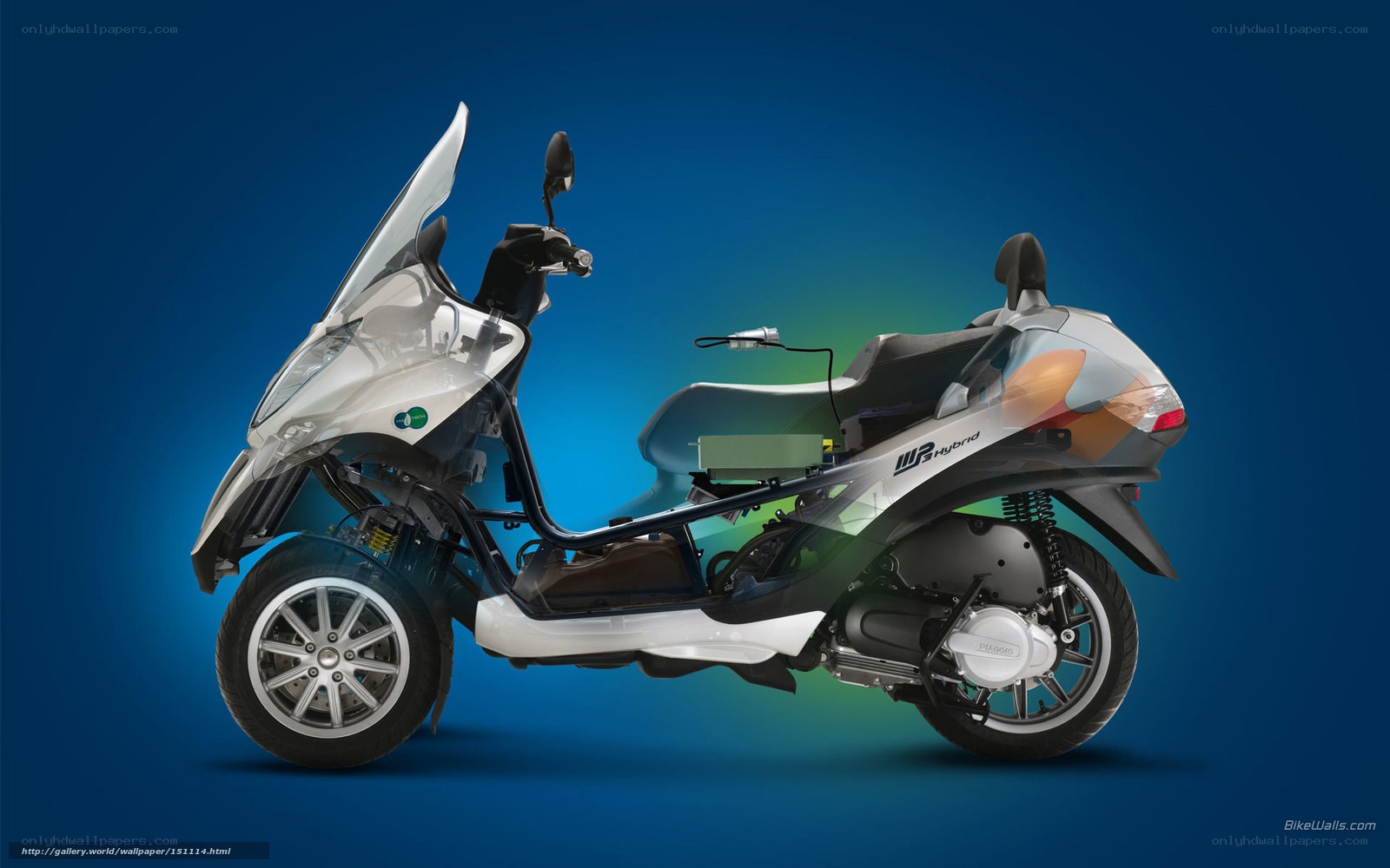 White scooter with hybrid engine