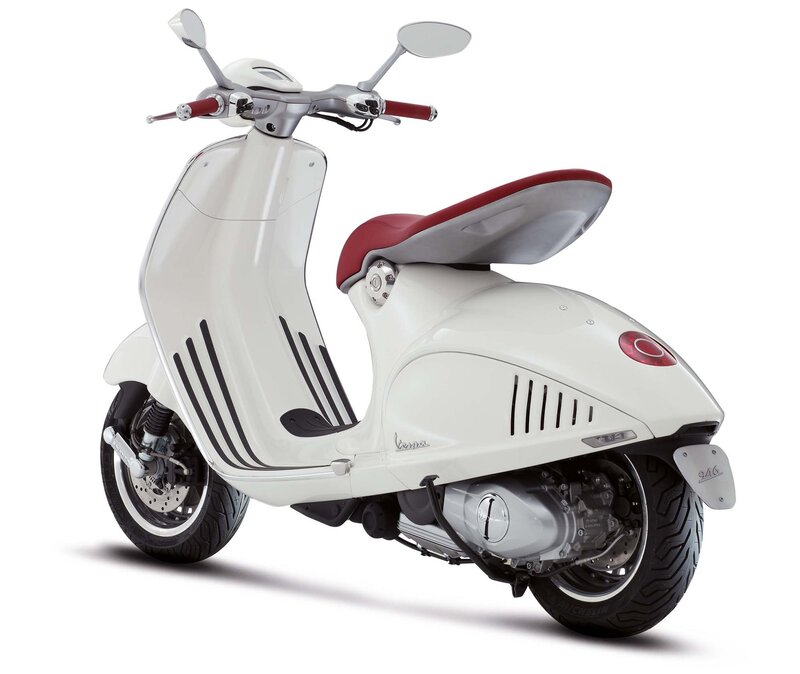 White Scooter with Red Seat — Neutral