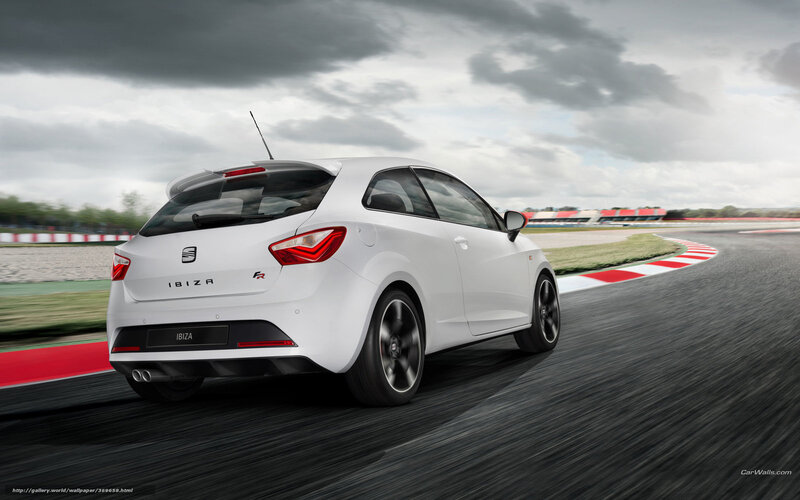White SEAT Ibiza FR on racetrack