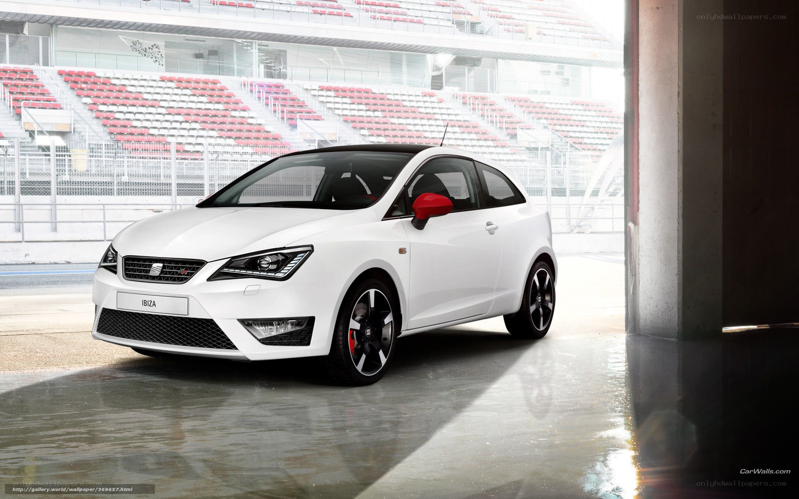White SEAT Ibiza in a race track