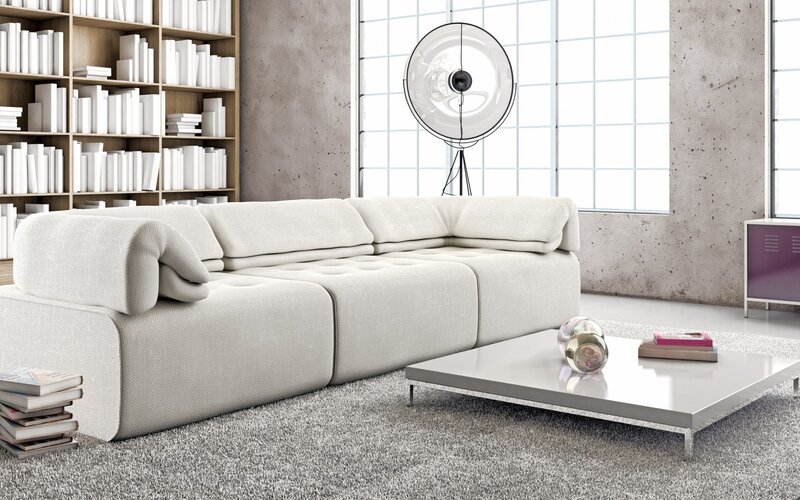 White Sectional Sofa — Modern, 3d Render
