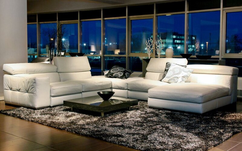 White Sectional Sofa — Modern, Night