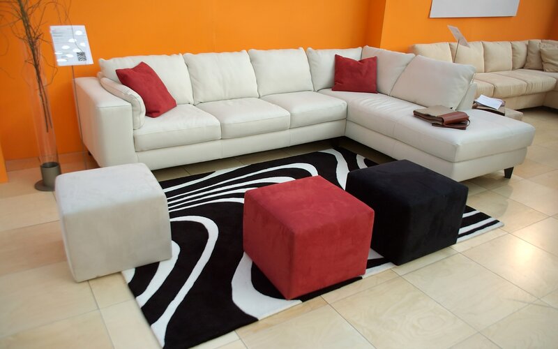 White Sectional Sofa — Orange