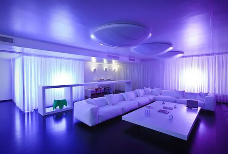 White Sectional Sofa — Purple