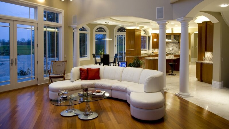 White Sectional Sofa — Serene, Night, Photograph