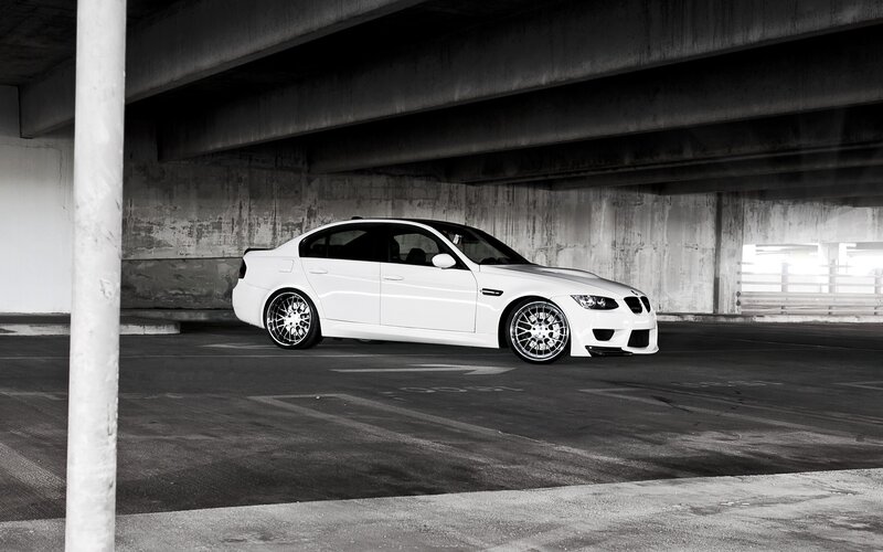 White Sedan Car — Black, Dramatic, Photograph