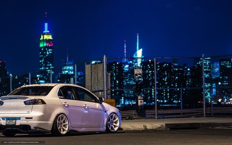 White Sedan Car — Blue, Urban