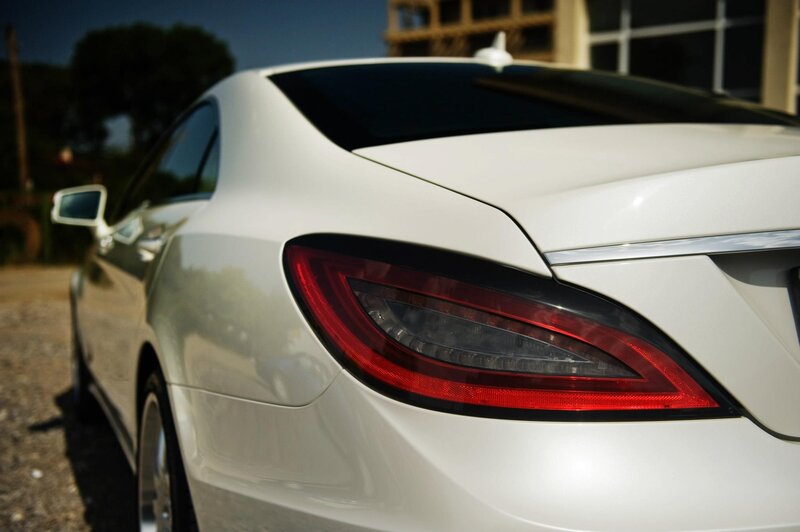 White Sedan Car — Dramatic, Afternoon, Photograph, Taillight