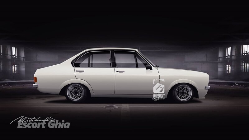 White Sedan Car — Dramatic, Night, Digital Art, Wheels