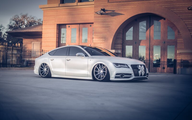 White Sedan Car — Dramatic, Sunset, Photograph, Building, Bow