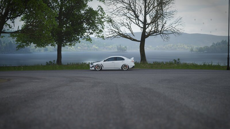 White Sedan Car — Gray, Serene, Morning
