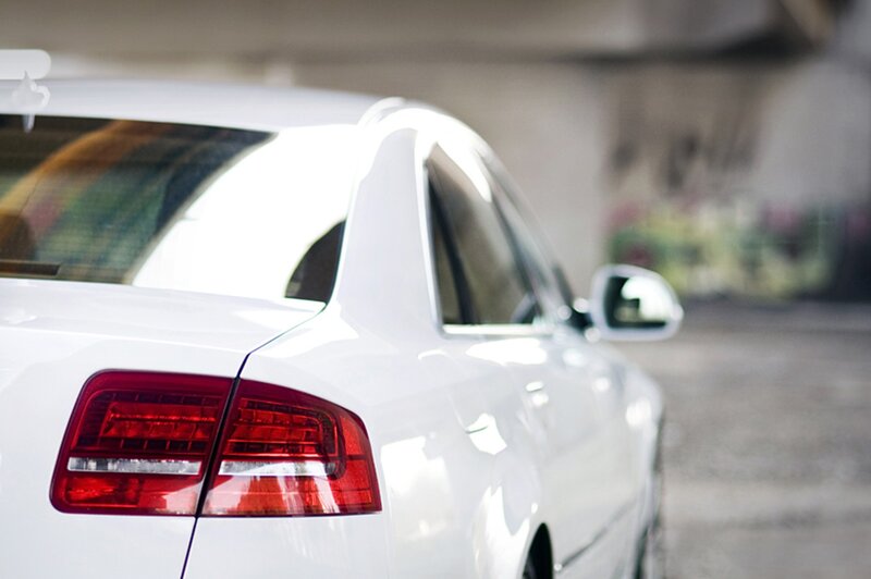 White Sedan Car — Neutral, Photograph, Taillight