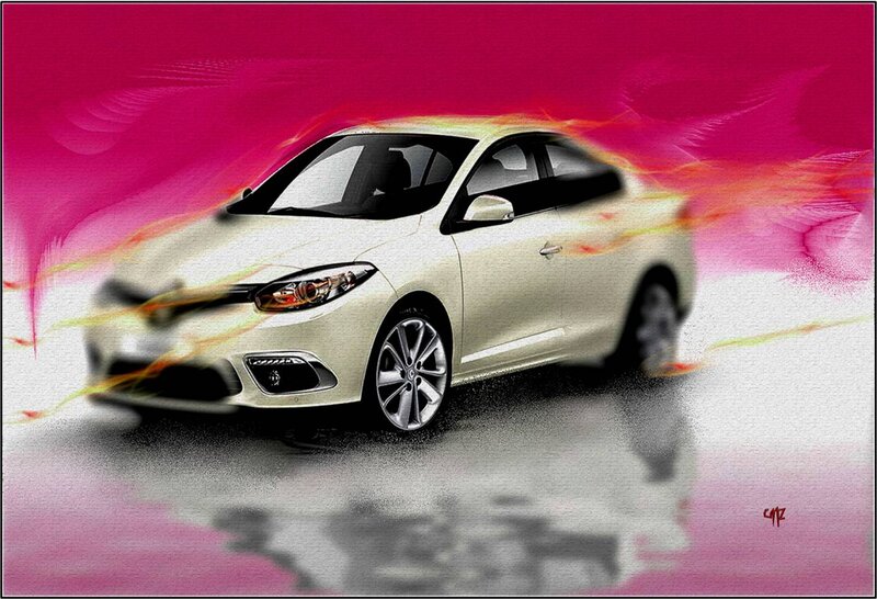 White Sedan Car — Pink