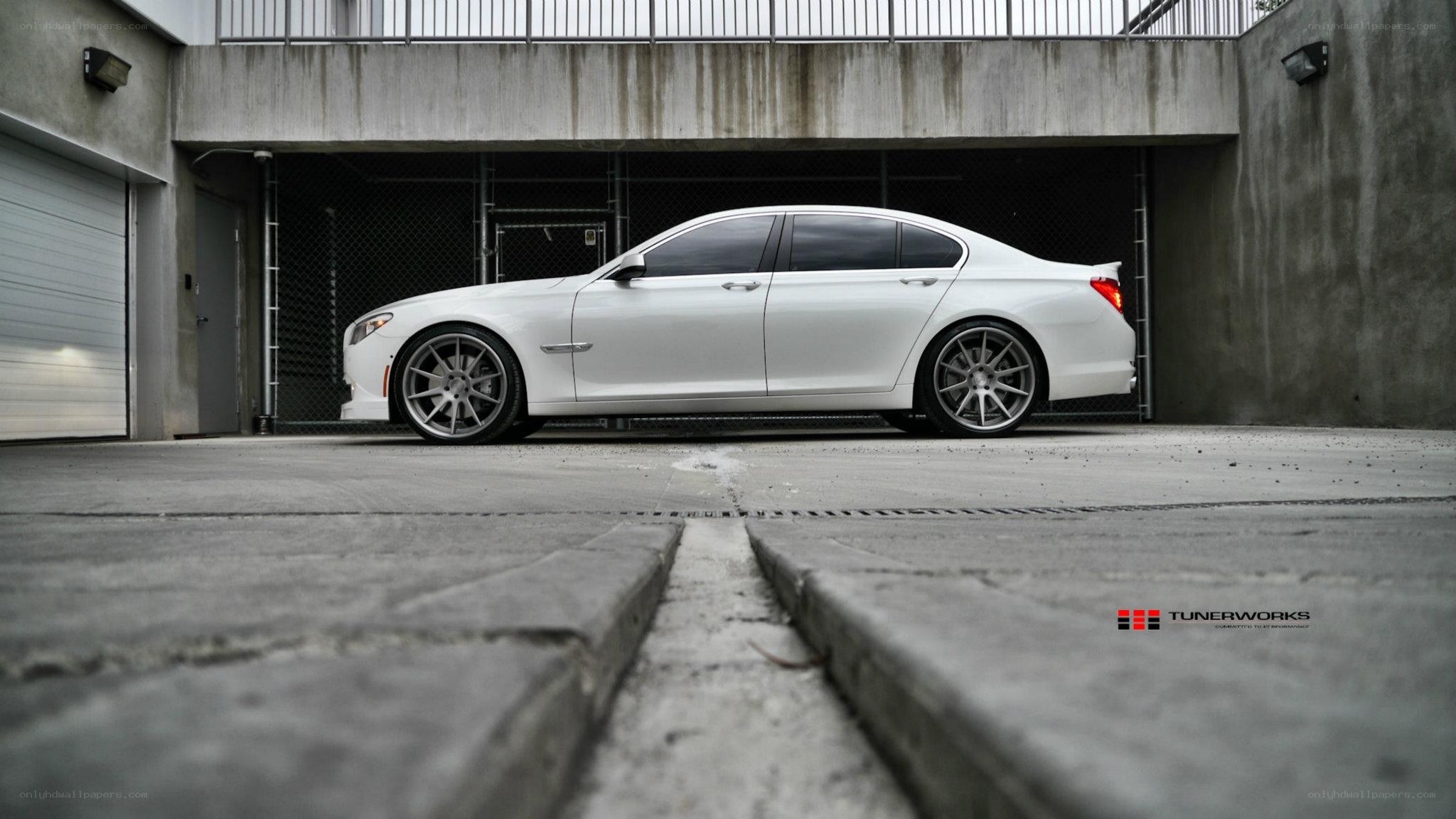 white sedan in garage