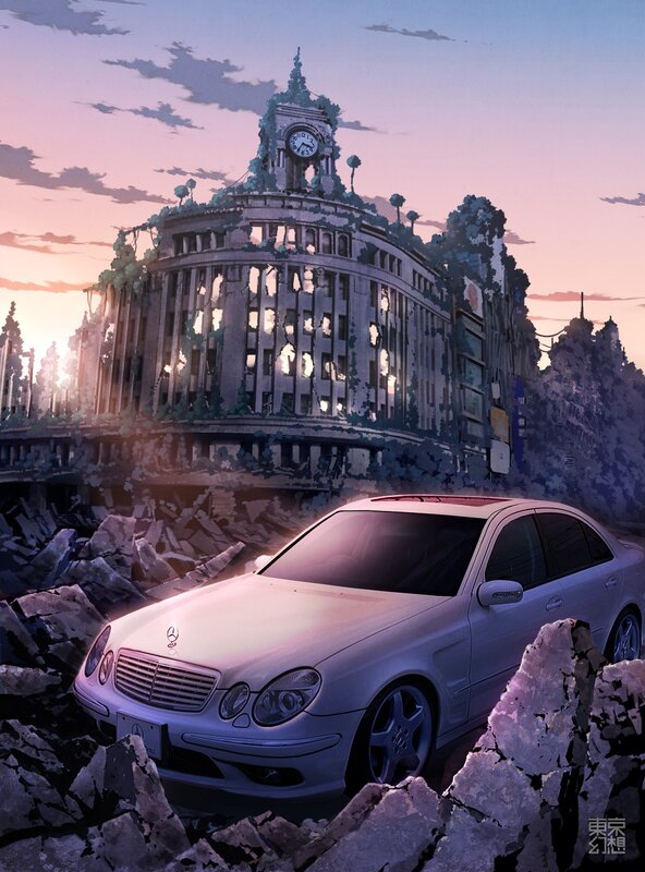 White Sedan in Ruins