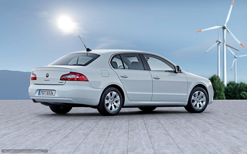 White sedan with wind turbines
