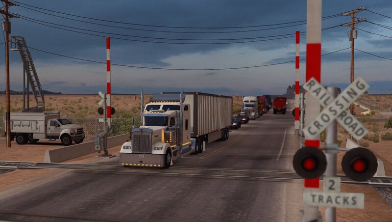White Semi-truck at Crossing