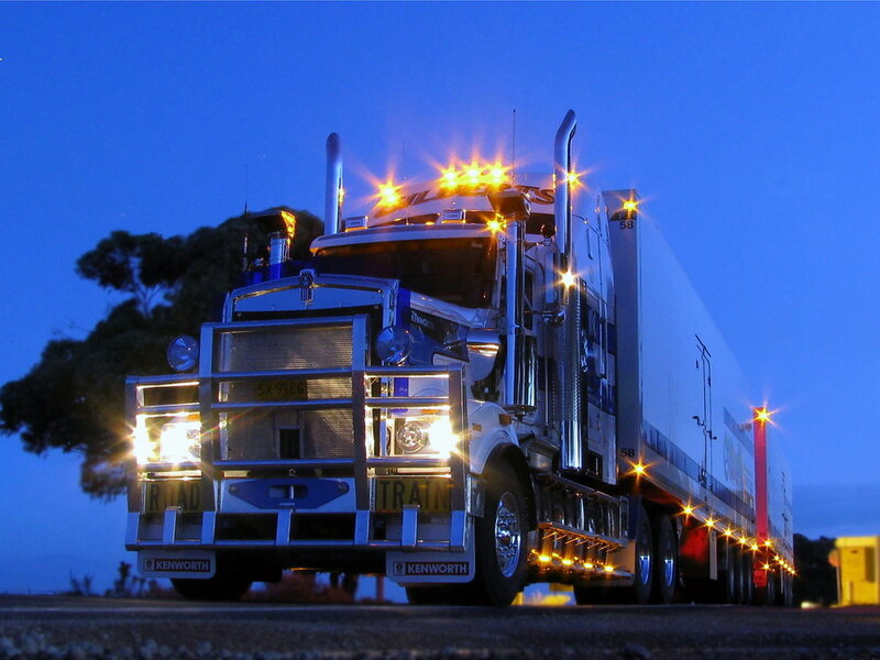 White Semi-truck — Blue