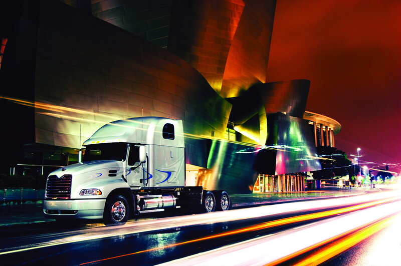 White Semi-truck — Dramatic, Night