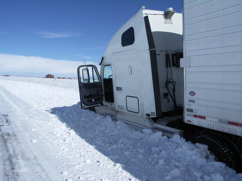 White Semi-truck in Snow