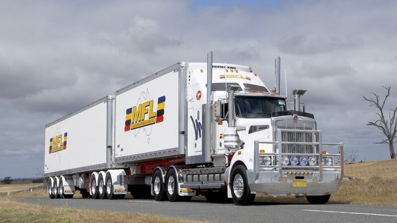 White semi-truck on a road
