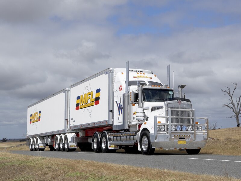 White semi-truck on a road