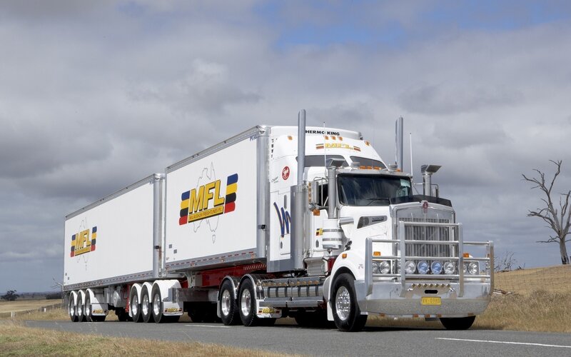 White semi-truck on a road