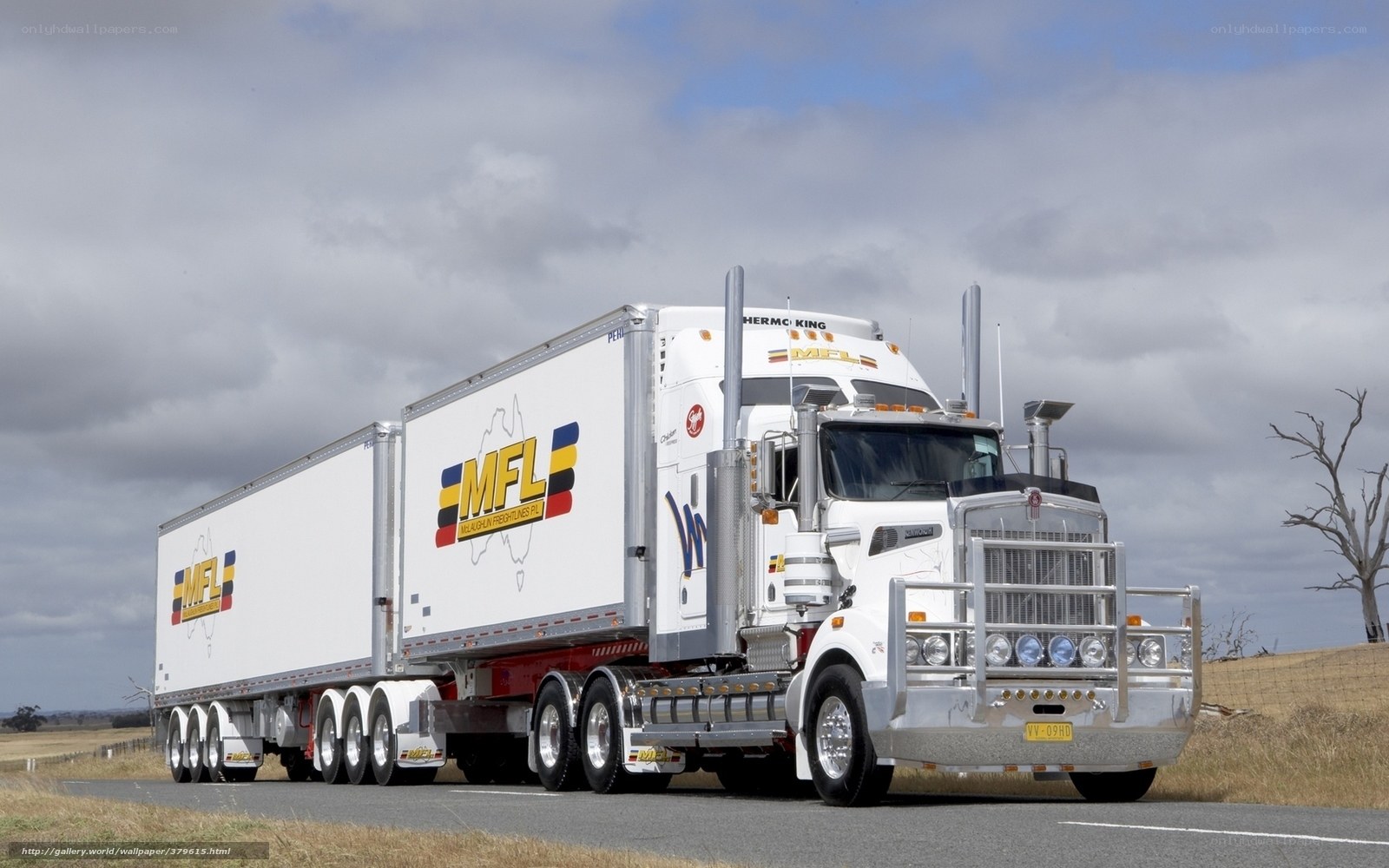 White semi-truck on a road