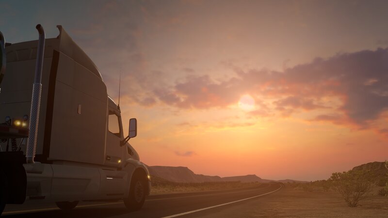 White Semi-truck on Road — Orange