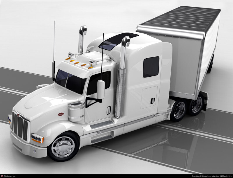 white semi-truck with trailer