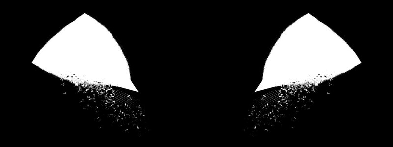 white shapes on black background