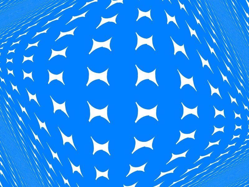 White Shapes on Blue Background