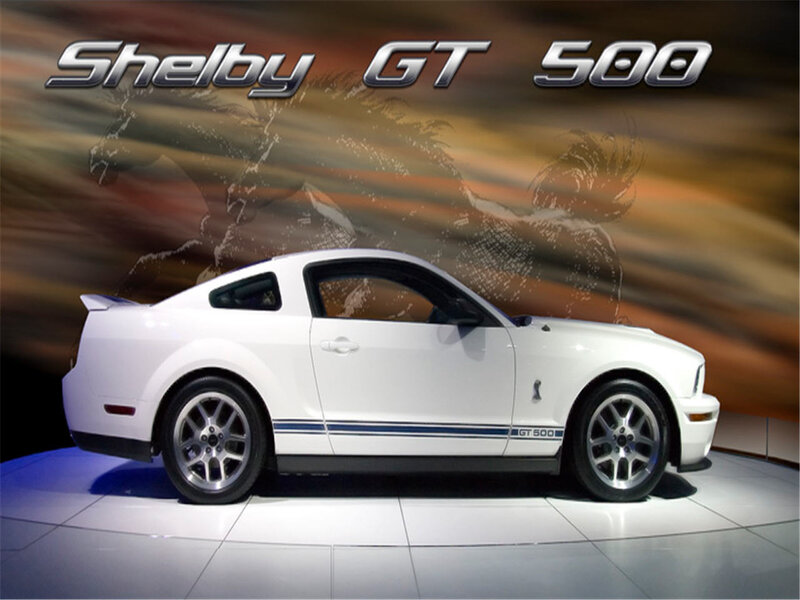 White Shelby GT500 car