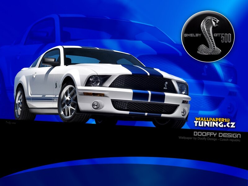 White Shelby GT500 Car — Blue