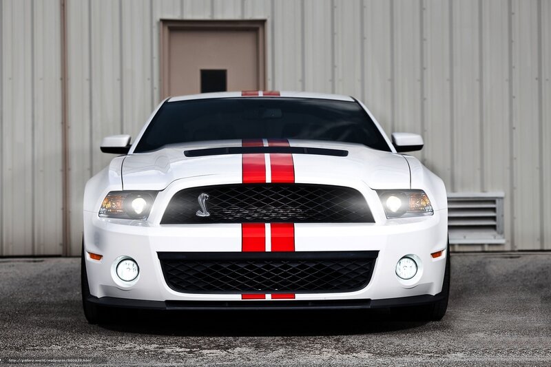 White Shelby GT500 — Dramatic, Photograph, Car, Building, Stripes