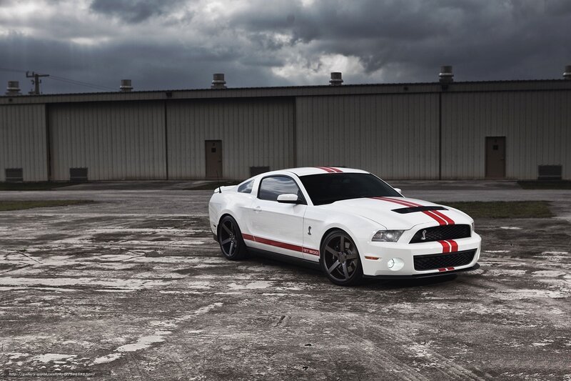 White Shelby GT500 — Dramatic, Photograph, Car, Building