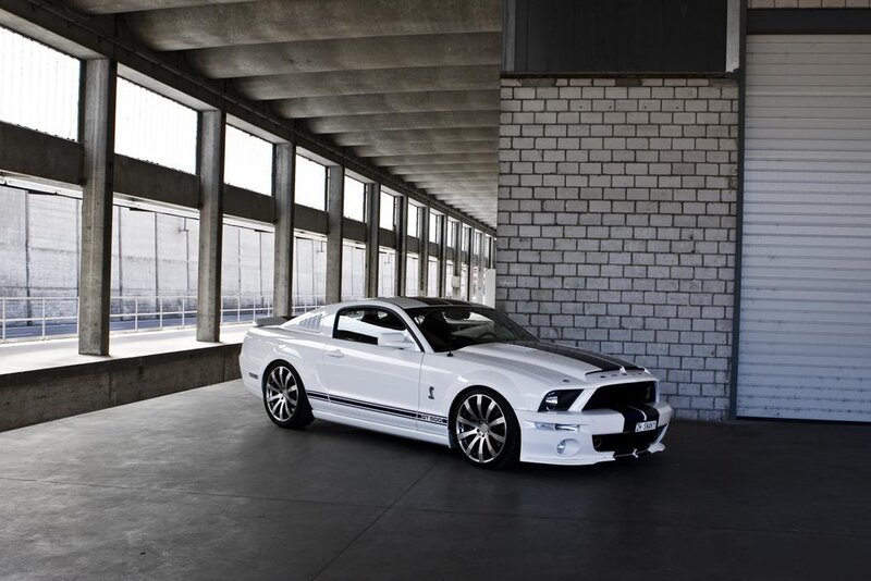 White Shelby GT500 in garage