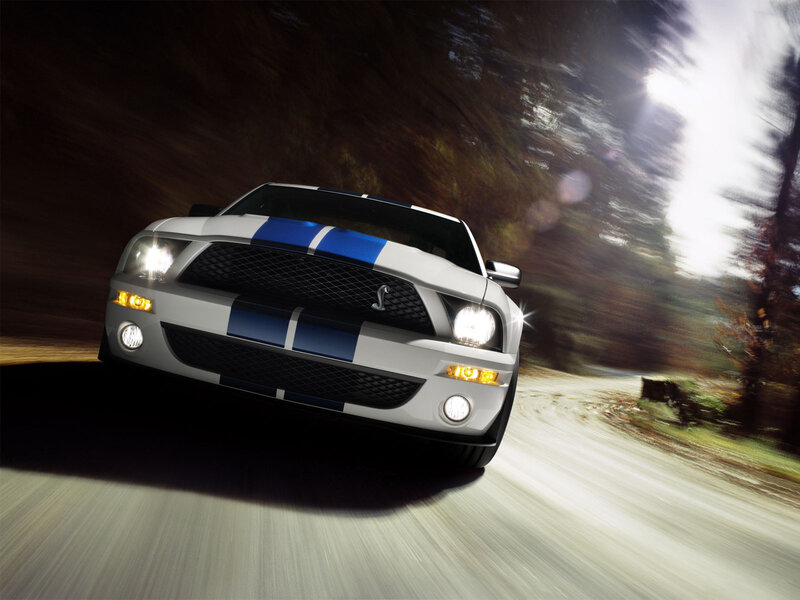 White Shelby Mustang — Dynamic, Night