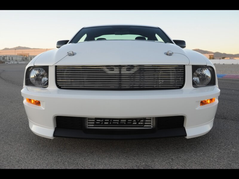 white shelby mustang front view